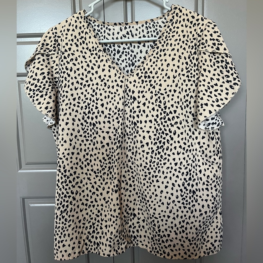 V Neck Cheetah Top from SHEIN